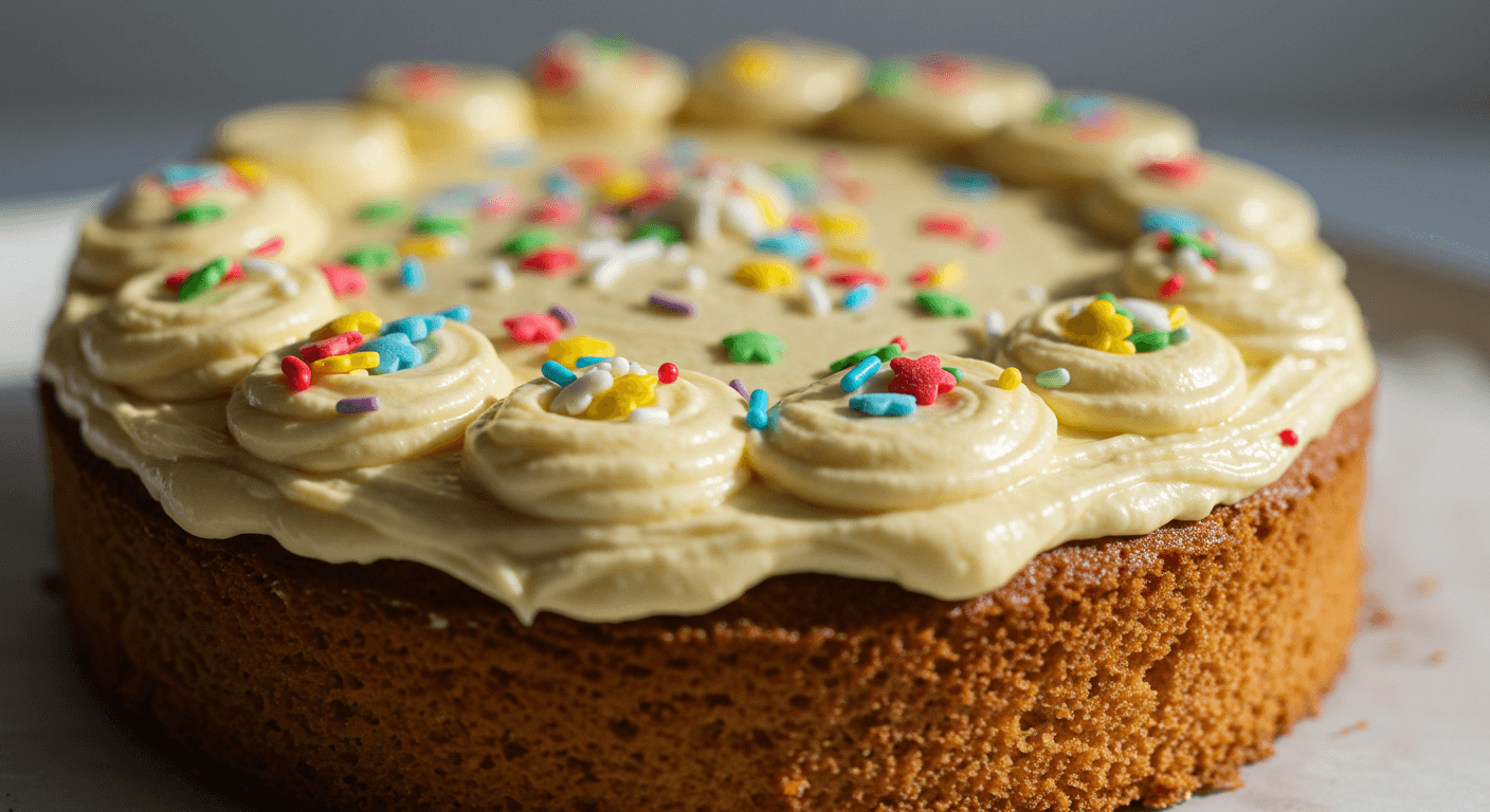 Colorful festival cake decorated with vibrant frosting and festive toppings.