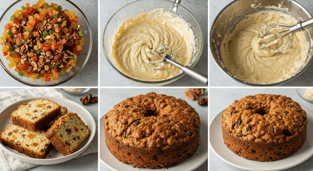 Traditional Claxton fruit cake recipe baked at home.