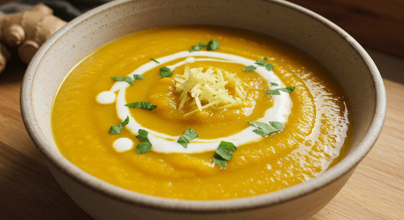 A bowl of gluten and dairy free vegetable soup topped with fresh herbs