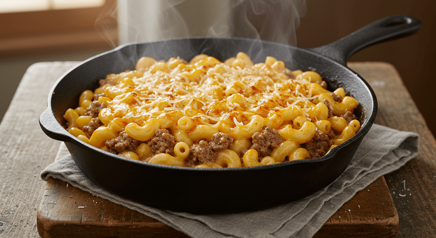 Easy Kraft Mac and Cheese and Ground Beef Skillet (American Winter Comfort Food)