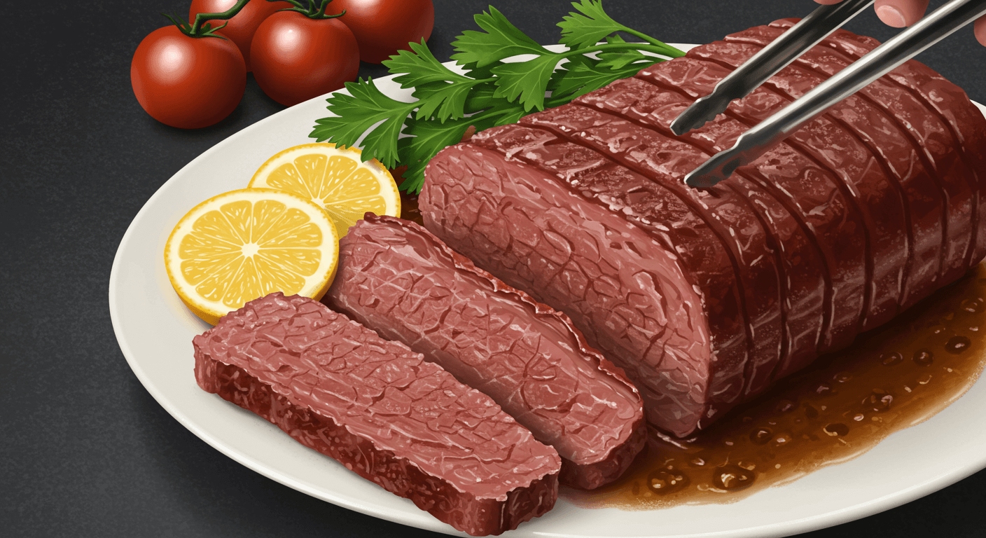 Corned Beef Instant Pot Recipe served with cabbage, carrots, and potatoes on a white plate