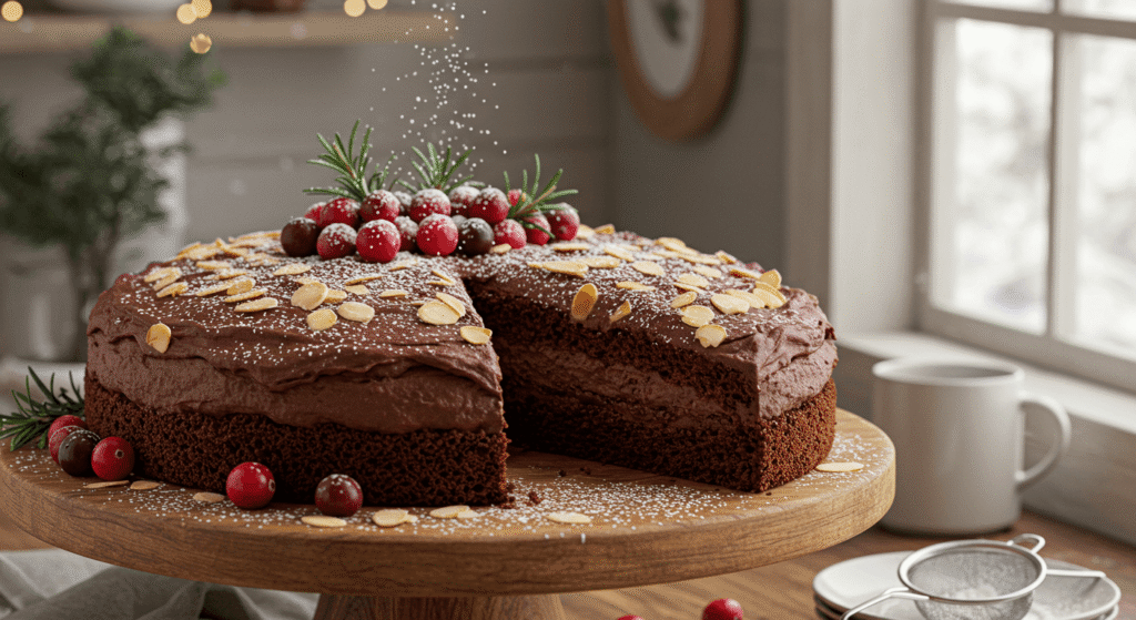 Chocolate almond cake made using a Gluten and Lactose-Free Chocolate Almond Cake Recipe.