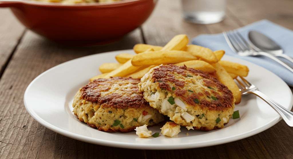 Pan-fried crab cakes using Chicken of the Sea canned crab
